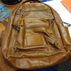 New Genuine Leather Tan Backpack
